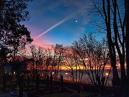 日出,晨星,月亮