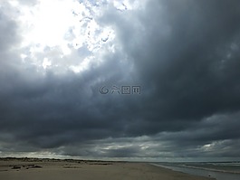 云,陰沉,海灘