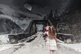 女孩,黑暗,雪