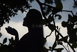 剪影,女子,美