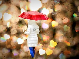 雨,屏幕,女子