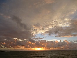 日落,余輝,傍晚的天空