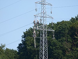 strommast,男子,電源線