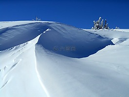 雪,山,冬天