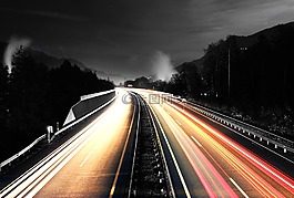 公路,長時(shí)間曝光,汽車