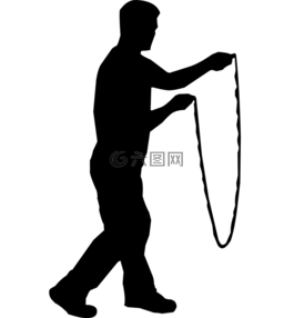 跳躍繩,男子,側(cè)影