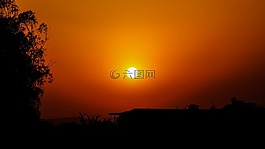 日落,多彩,印度