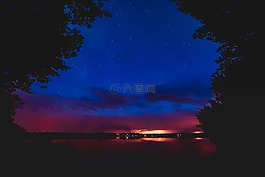 加拿大,湖,夜