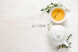 綠茶,喝,葉