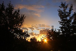 日落,云,太陽