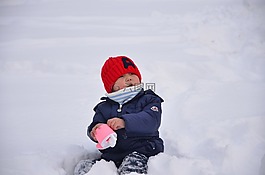 雪,小孩,玩耍