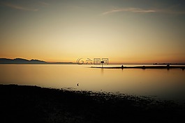 日落,博登湖,景觀