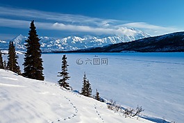 景觀,山,雪