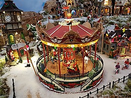 kerstdorpje,雪,旋轉(zhuǎn)木馬