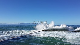 波,崩潰,海洋