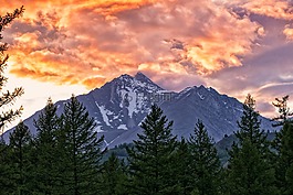 景觀,山,黃昏