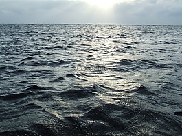 海,日落,波