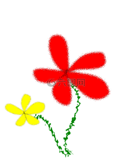 花,紅色,黃色