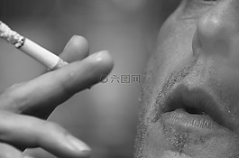 吸煙,香煙,嘴里