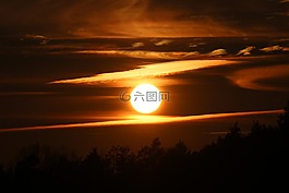 日落,abendstimmung,天空