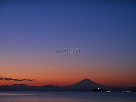 富士山,黃昏,海