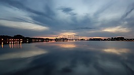 端口,晚上,日落