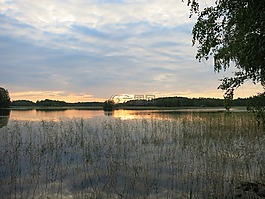 芬蘭,湖,日落