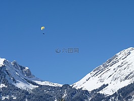 冬天,滑翔傘,降落傘