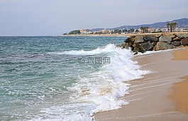 海,海滩,侧