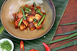 泰国食品,糕khing,脆皮猪肉