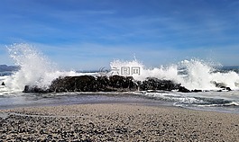 海灘,巖,海洋