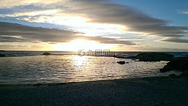 日落,abendstimmung,海灘