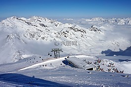 雪,山,冬季