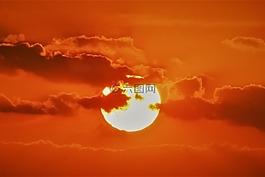 日落,太陽,云