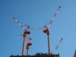 起重機(jī),建設(shè),藍(lán)色的天空