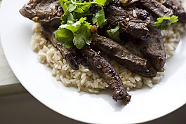 牛肉的心,水稻,美食