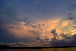 日落,云,天空