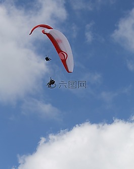 滑翔傘,云,天空