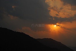 日落,天空,云