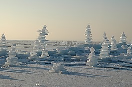 浮冰,湖,冬天