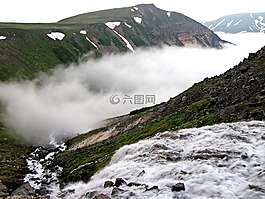 瀑布,溢洪道,秋季