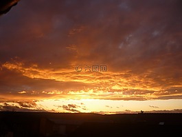 日落,晚上,大氣