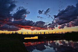 橋,日落,太陽