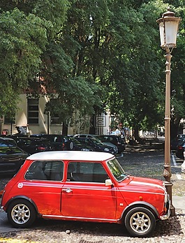 迷你,車,紅色