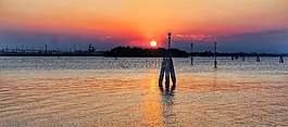 日落,海,晚上