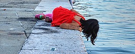 女孩,尋找,魚