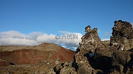 山,巖,天空