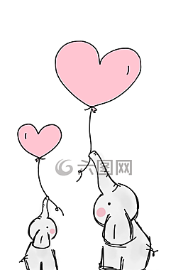 可爱的大象,象,气球