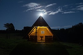 夜,月球,棚屋