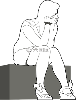 女子,女孩,坐